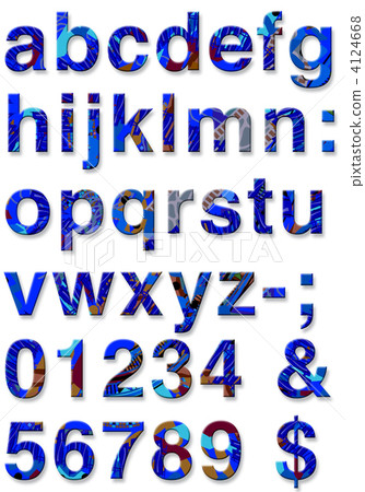 Art English letters small blue 4124668