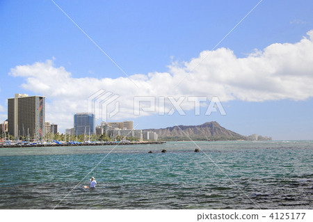 The city of Honolulu seen from Magic Island and Diamond Head 4125177