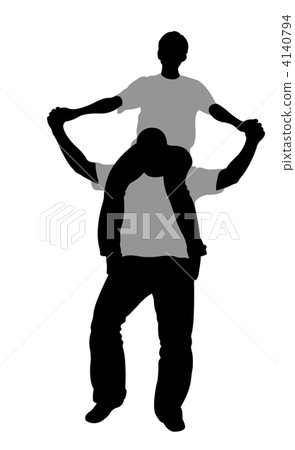girl on boy's shoulders vector girl on boy's shoulders vector 4140794