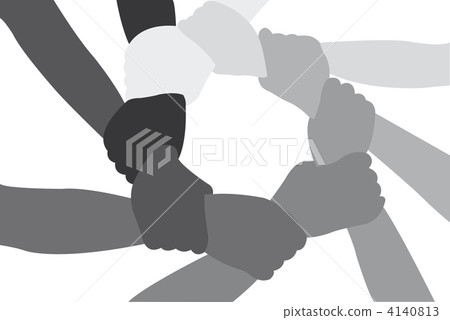 Eight friends have crossed hands vector 4140813