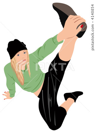 Sitting hip-hop girl leg up vector Sitting hip-hop girl leg up vector 4140854