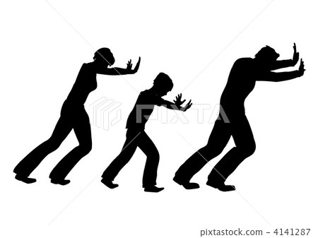 Push family with child vector silhouette Push family with child vector silhouette 4141287