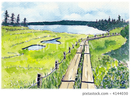 Watercolor picture Hachimantaira 4144030