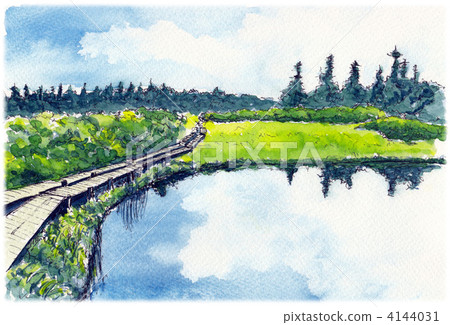 Watercolor picture Hachimantaira 4144031