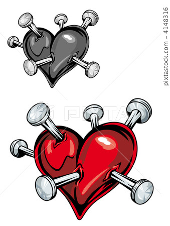 Damaged heart with nails 4148316