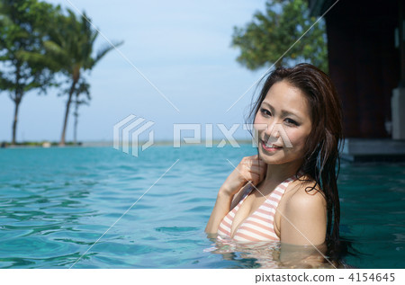 Young lady in the pool 4154645
