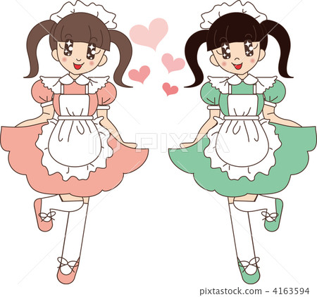 秋葉風格的女僕咖啡館茶雙胞胎女僕 4163594