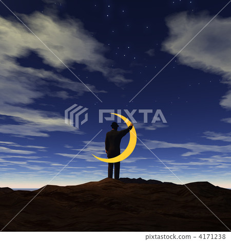 The man holding the moon - Stock Illustration [4171238] - PIXTA