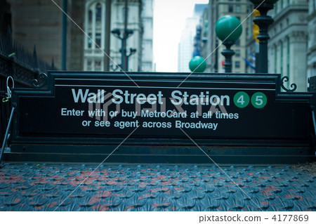 Wall street station Fall Street Financial District in New York Wall street station Fall Street Financial District in New York 4177869