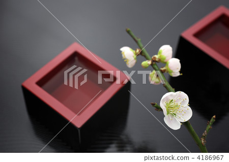 Masu and plum blossoms Mass blur Masu and plum blossoms Mass blur 4186967
