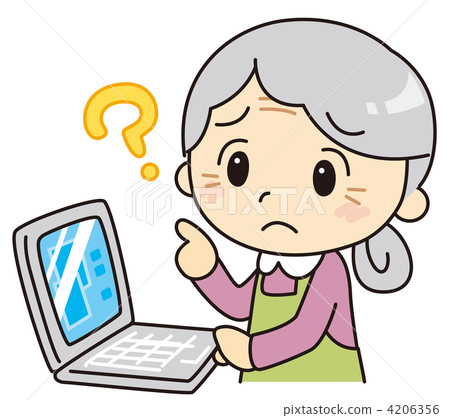 Personal computer and Grandma 2 (Troubled face) 4206356