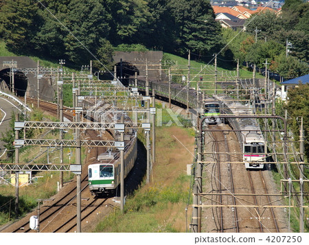 View from the "train observing bridge" of Tama New Town View from the "train observing bridge" of Tama New Town 4207250