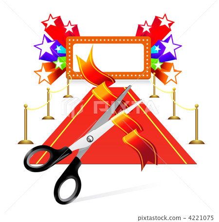 Red carpet with scissors and star background Red carpet with scissors and star background 4221075