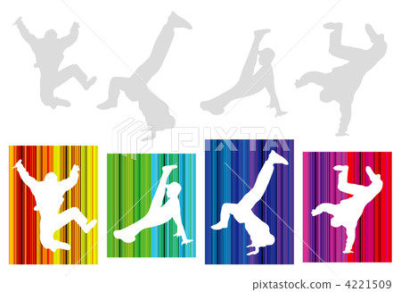 Vector hip-hop silhouette on abstract background Vector hip-hop silhouette on abstract background 4221509