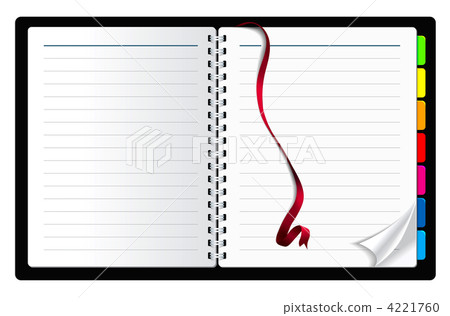 notebook paper with page curl and ribbon bookmark 4221760