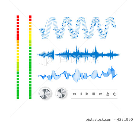 Notes, buttons and sound waves. 4221990