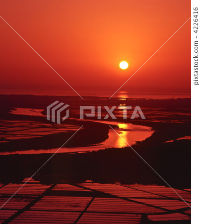 Mogami river and sunset 4226416