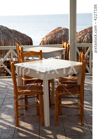 Restaurant tables in Perissa, Santorini, Greece 4227186