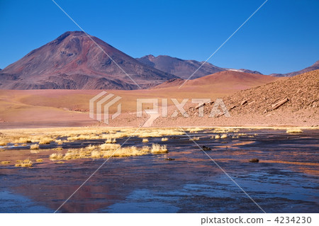 Rio Putana and volcanoes in Atacama region, Chile 4234230