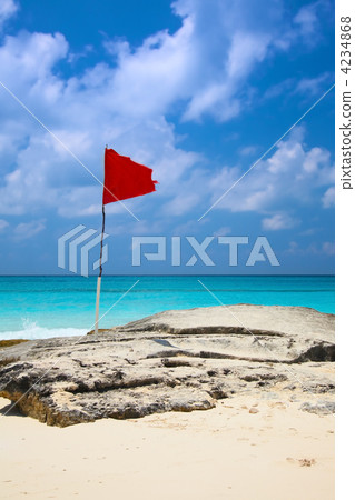 red flag on the beach red flag on the beach 4234868