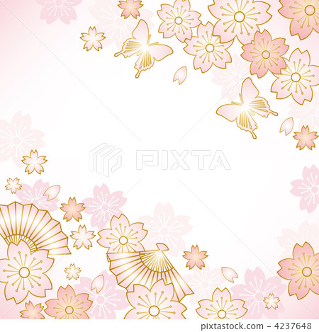 日本扇子 矢量圖 櫻花 4237648