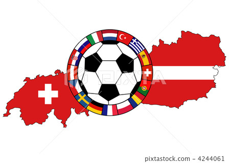 ball with flags on the background of Austria and Switzerland 4244061
