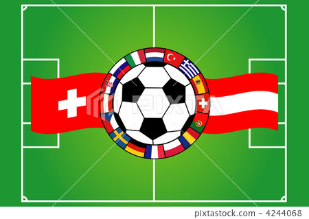 soccer ball and field with 16 flags, Euro 2008 4244068