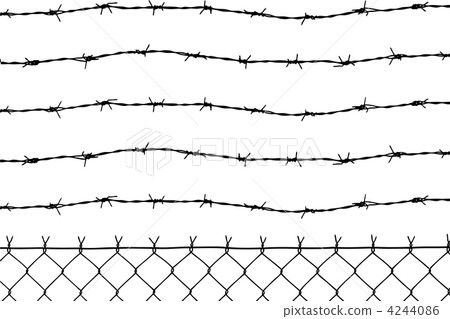 wired fence with five barbed wires 4244086