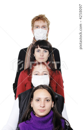 People in masks, ill flu People in masks, ill flu 4258097