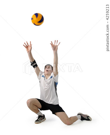 Volleyball player with the ball on a white Volleyball player with the ball on a white 4259213