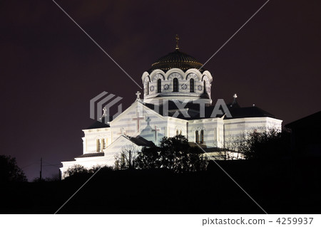 Night view of Vladimirsky Cathedral in Chersonese Night view of Vladimirsky Cathedral in Chersonese 4259937