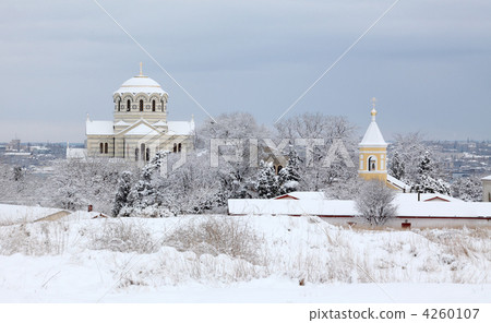 Cathedral in winter, St. Vladimir's Cathedral, Chersonese Cathedral in winter, St. Vladimir's Cathedral, Chersonese 4260107