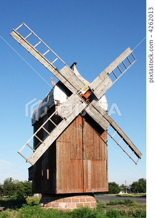 Old Russian wooden windmill 1907 year 4262013