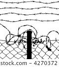 wired fence with barbed wires 4270372