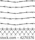 wired fence with barbed wires 4270376