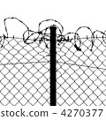 wired fence with barbed wires 4270377