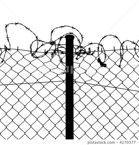 wired fence with barbed wires wired fence with barbed wires 4270377