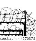 wired fence with barbed wires 4270378