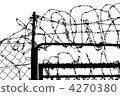 isolated fence with barbed wire 4270380