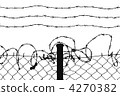 wired fence with five barbed wires 4270382