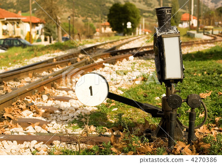 Railroad switch with its lever of famous Diakofto-Kalavrita rail 4270386