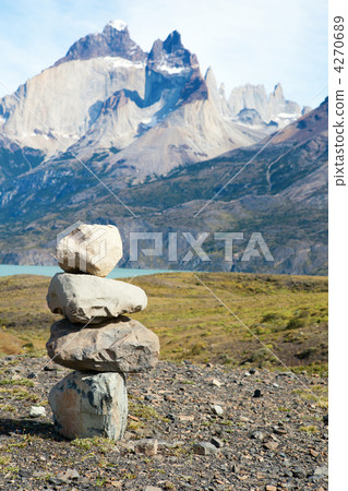 Stone stack in Torres del Paine national park of Chile 4270689