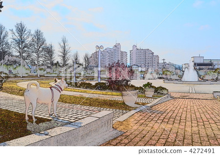 A landscape with a white dog 4272491