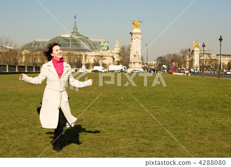 Cheerful beautiful woman having fun in Paris 4288080