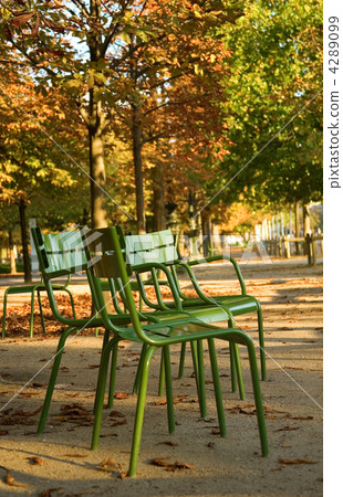 Autumn in Paris. Typical parisian park chairs in the Luxembourg Autumn in Paris. Typical parisian park chairs in the Luxembourg 4289099