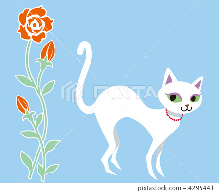 白色貓和花 白色貓和花 4295441