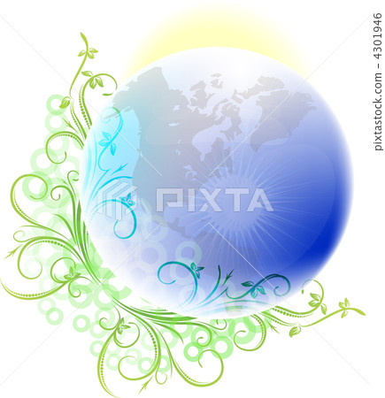 Blue planet Earth with branch. Blue planet Earth with branch. 4301946