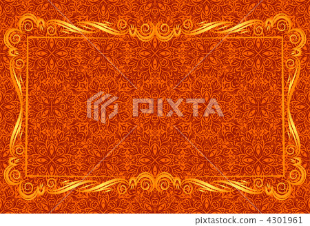 Gold frame on red pattern. Gold frame on red pattern. 4301961