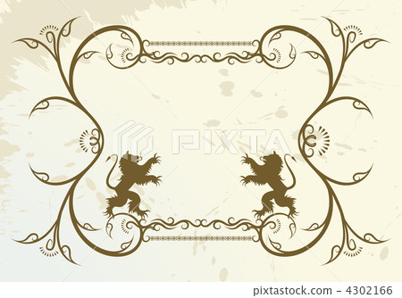 Retro frame with lions. Retro frame with lions. 4302166