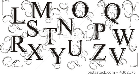 Set of decorative floral letters 4302175